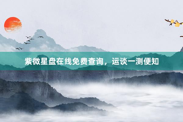 紫微星盘在线免费查询，运谈一测便知
